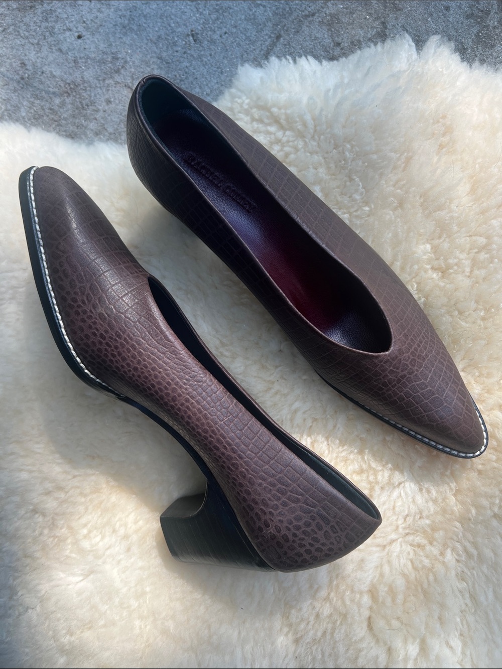 NWOT Rachel Comey Curie Heel in Brown Crocodile